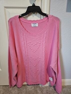 Old Navy Pink Women's Heart Pattern Knit Sweater